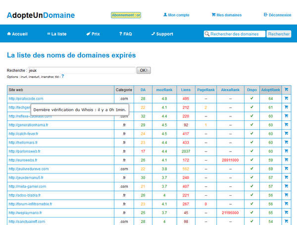 adoptundomain to find an expired domain name